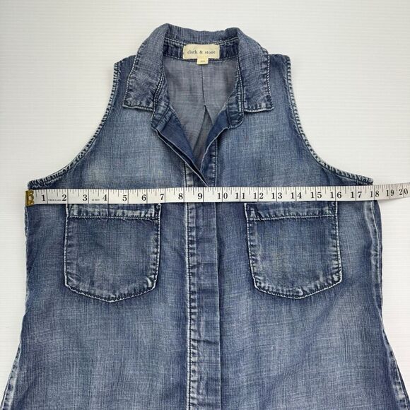 Cloth & Stone Blue Sleeveless Top Button Up Size XS - Picture 4 of 6